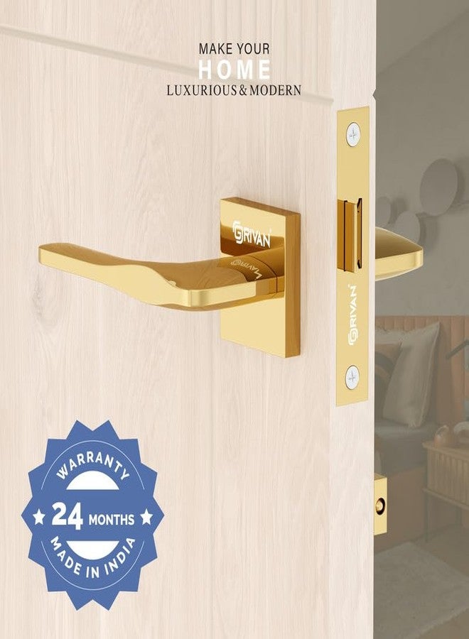 GRIVAN Ultra-Durable Brass Bathroom Door Handle Lock with Keyless Baby Latch for Bedroom/Balcony/Office Doors (Gold Finish) - Image 2